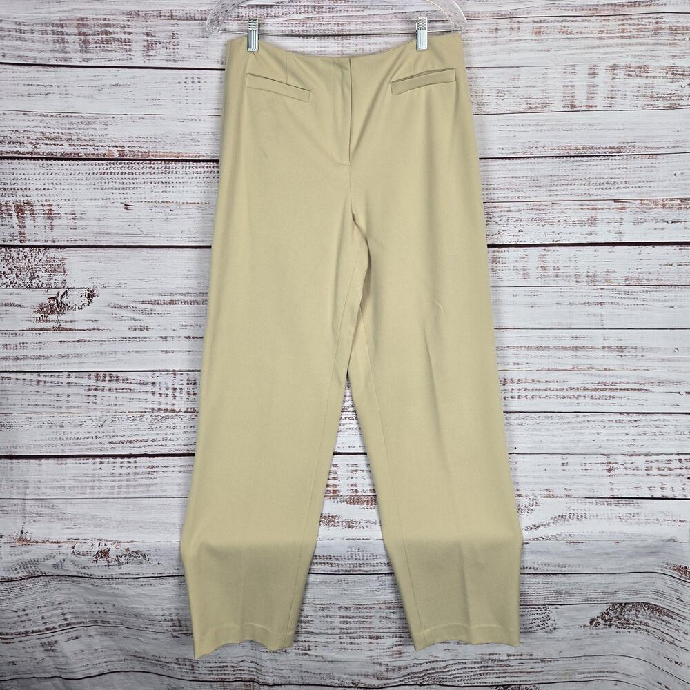 Talbots Pants Womens 12 Beige Stretch Straight Leg Trousers Office Career USA